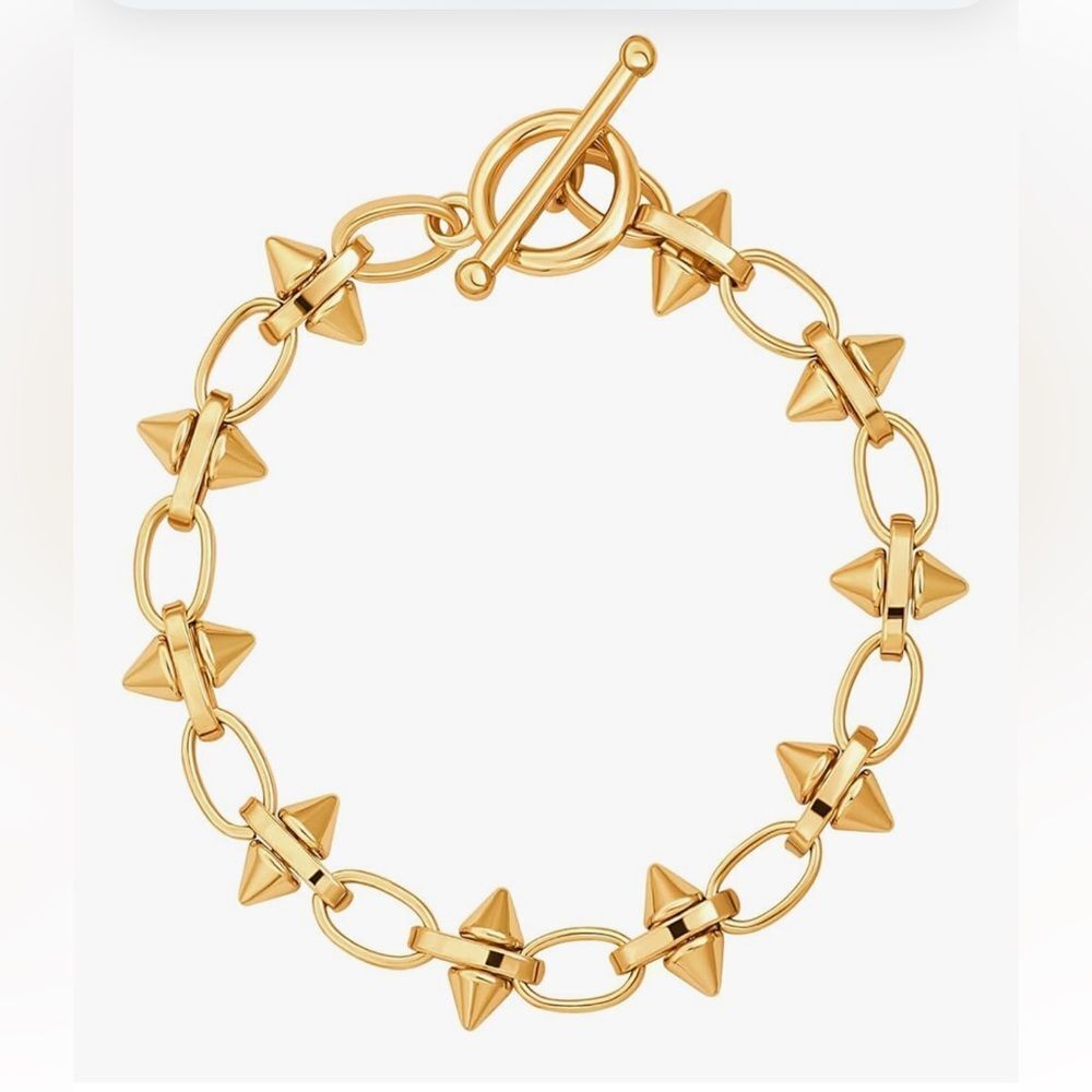 NEW 18k Gold Plated Gold Spike Chain Bracelet